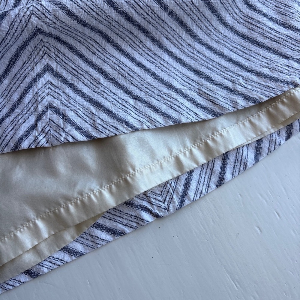 Women M Chevron Striped Skirt White Navy Linen Blend A-Line Coastal Nautical - Picture 7 of 7